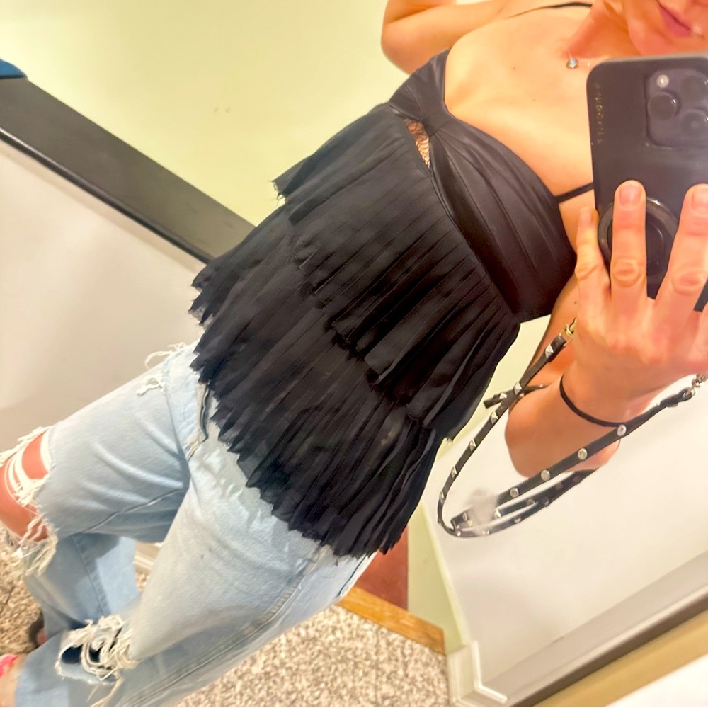 Miss Sixty Dressy Y2K Satin and Pleated Chiffon Camisole